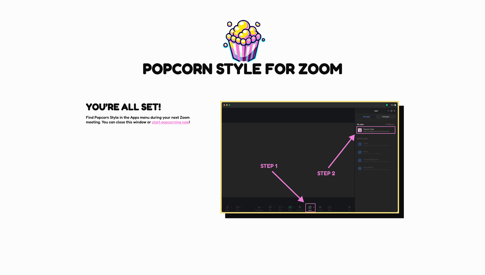 Logging into Popcorn Style